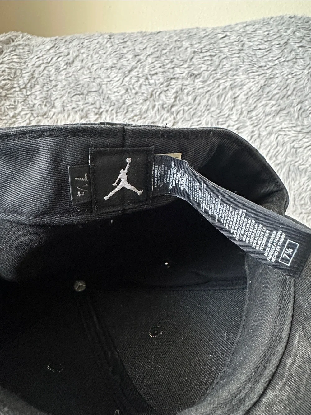 Jordan Black Textured Leather 7 1/4 fitted Hat with Gold Accent